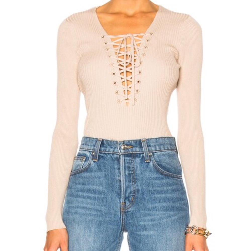 ALC LACE UP SWEATER LARGE SOLANA TOP